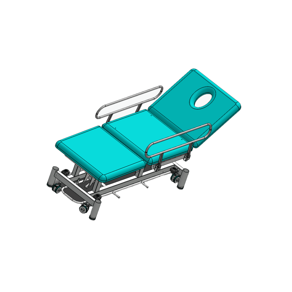 Three Section Medical Treatment Couch with Side Rails Navy Blue