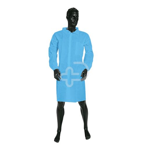 [300799] Disposable Blue Laboratory Coats Non-Sterile Non-Woven With Velcro Seal