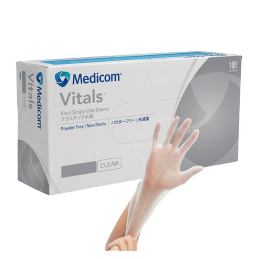 Medicom Vinyl Clear Powder Free Gloves