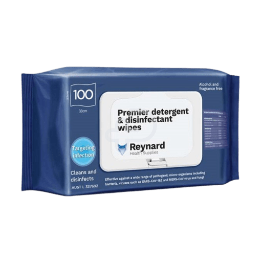 [RHS218] Reynard Premier Detergent & Disinfectant Wipes 33 x 22cm 100 Soft Pack