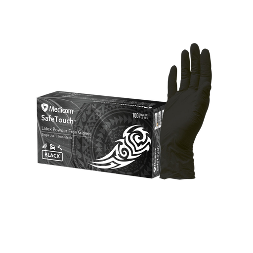 SafeTouch Ultimate Black Latex Powder Free Medical Examination Gloves 6.5g