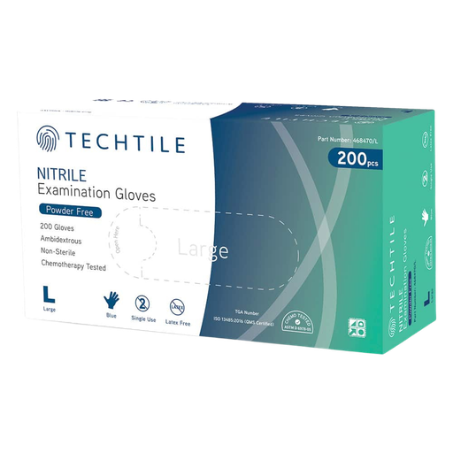 Techtile Examination Nitrile Blue Powder Free Chemo-Rated