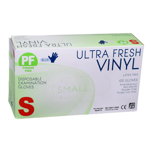 Ultra Fresh Examination Vinyl Blue Powder Free Disposable Gloves