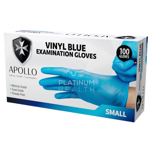 Apollo Blue Vinyl PF Examination Gloves